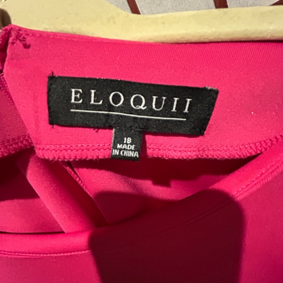 Eloquii Vibrant Pink Long Flared Sleeve Dress - 18 - Picture 5 of 7